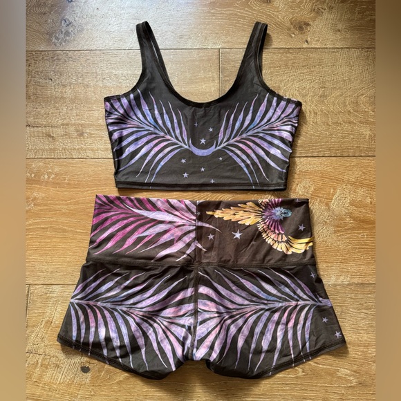 Teeki Black and Purple Celestial Bra and Shorts Set - Picture 2 of 3